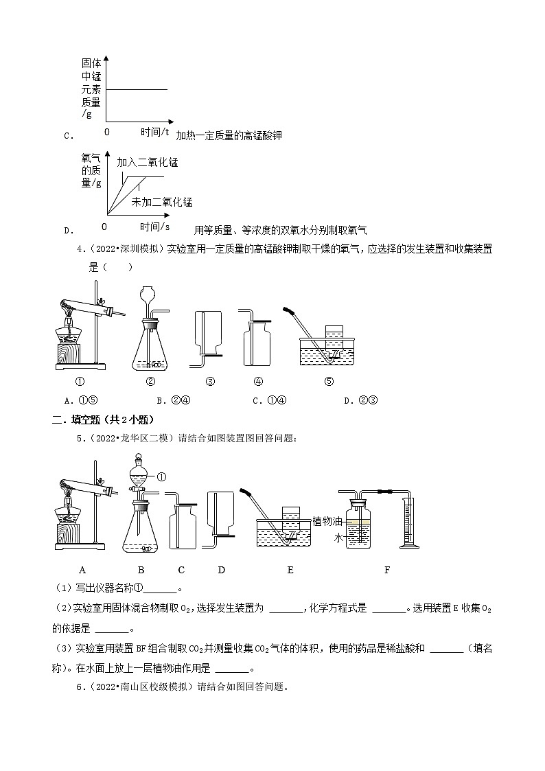 2022年广东省中考化学冲刺复习-化学实验之常见气体的制备与收集（氧气）①第2页