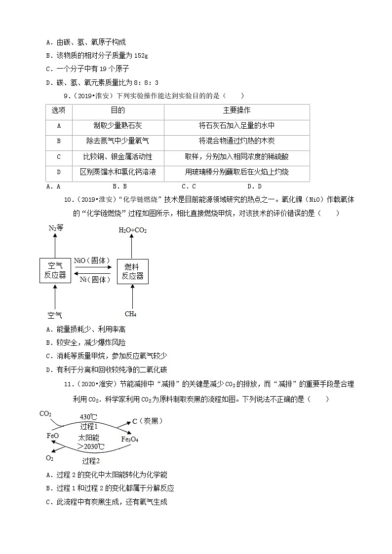 江苏省淮安市三年（2019-2021）中考化学真题知识分类汇编-选择题（含答案）第2页