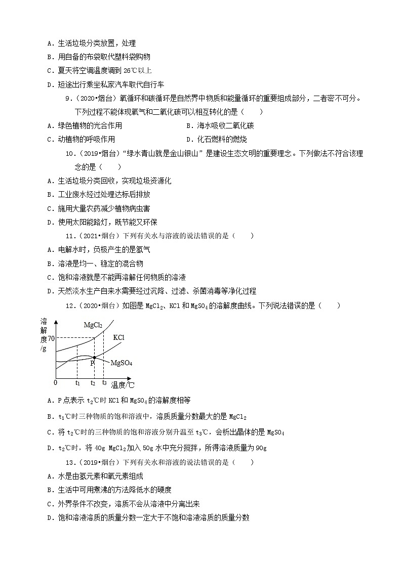 山东省烟台市三年（2019-2021）中考化学真题知识分类汇编-选择题（含答案）第3页