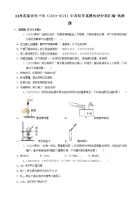 山东省泰安市三年（2019-2021）中考化学真题知识分类汇编-选择题（含答案）