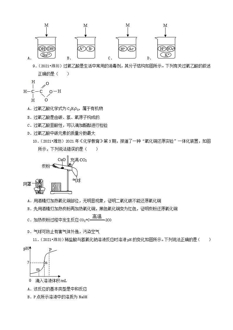 山东省潍坊市三年（2019-2021）中考化学真题知识分类汇编-选择题第3页