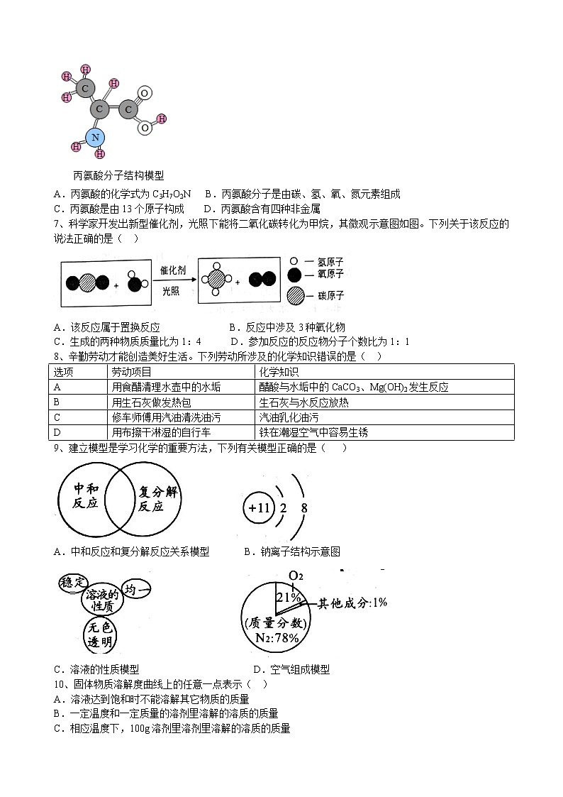 2022年安徽省中考化学模拟卷（五）(word版含答案)02