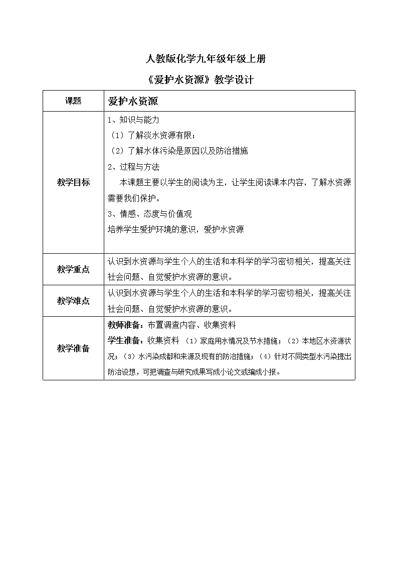 课题1《爱护水资源》课件+教案01