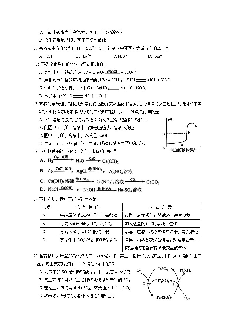 2022年江苏省苏州市平江、草桥中学中考化学二模试卷(word版无答案)第3页