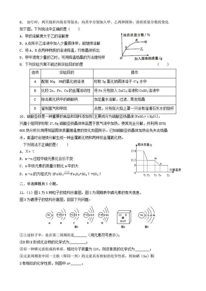 2022年江苏省启东市中考化学模拟试卷(word版无答案)02