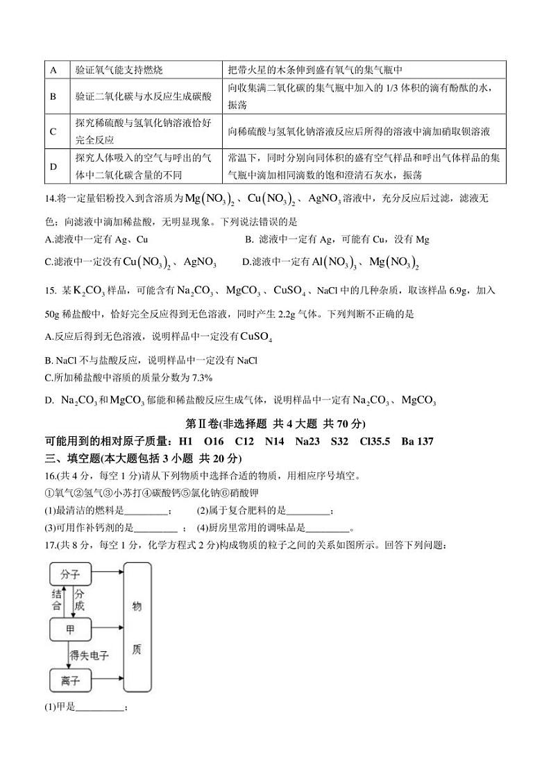 2022年天津市红桥区中考二模 化学 试题（含答案）03