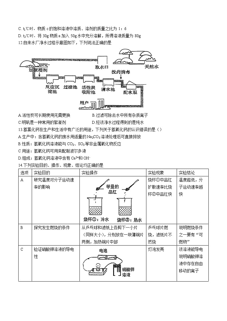 2022年广东省广东实验中学中考二模化学试题 (word版无答案)第3页