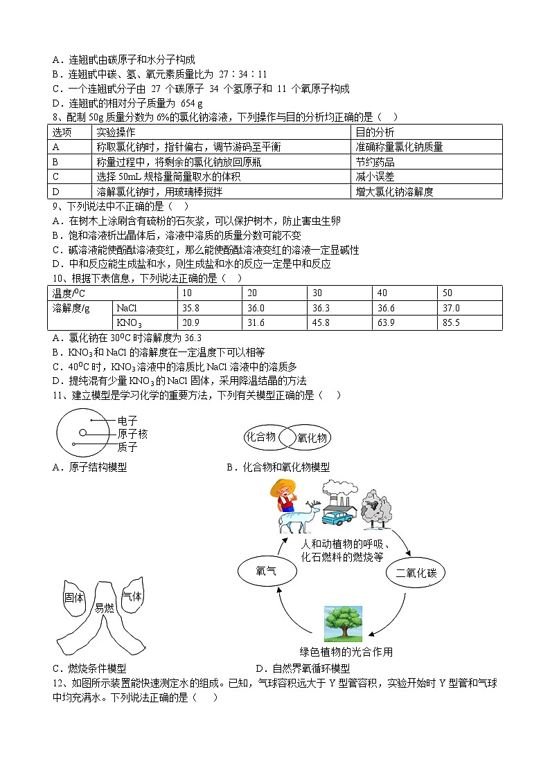 2022年安徽省中考化学模拟卷（八） (word版含答案)02