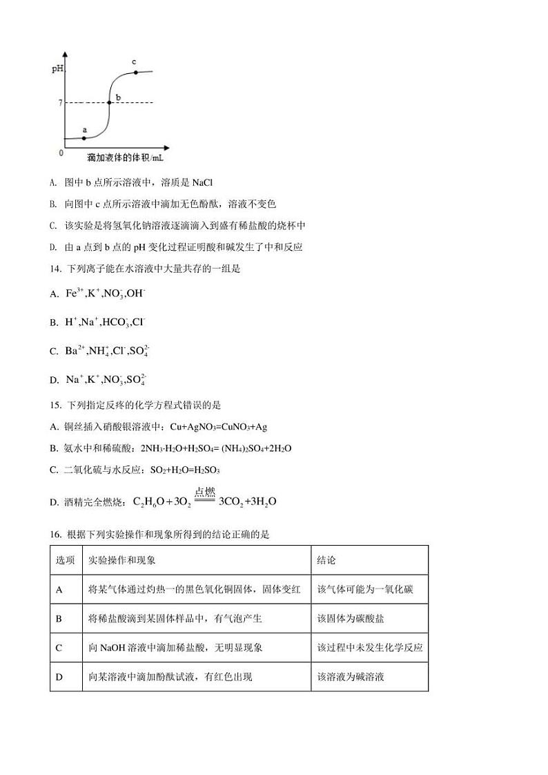 2022年江苏省苏州市姑苏区中考二模 化学 试题（学生版+解析版）03