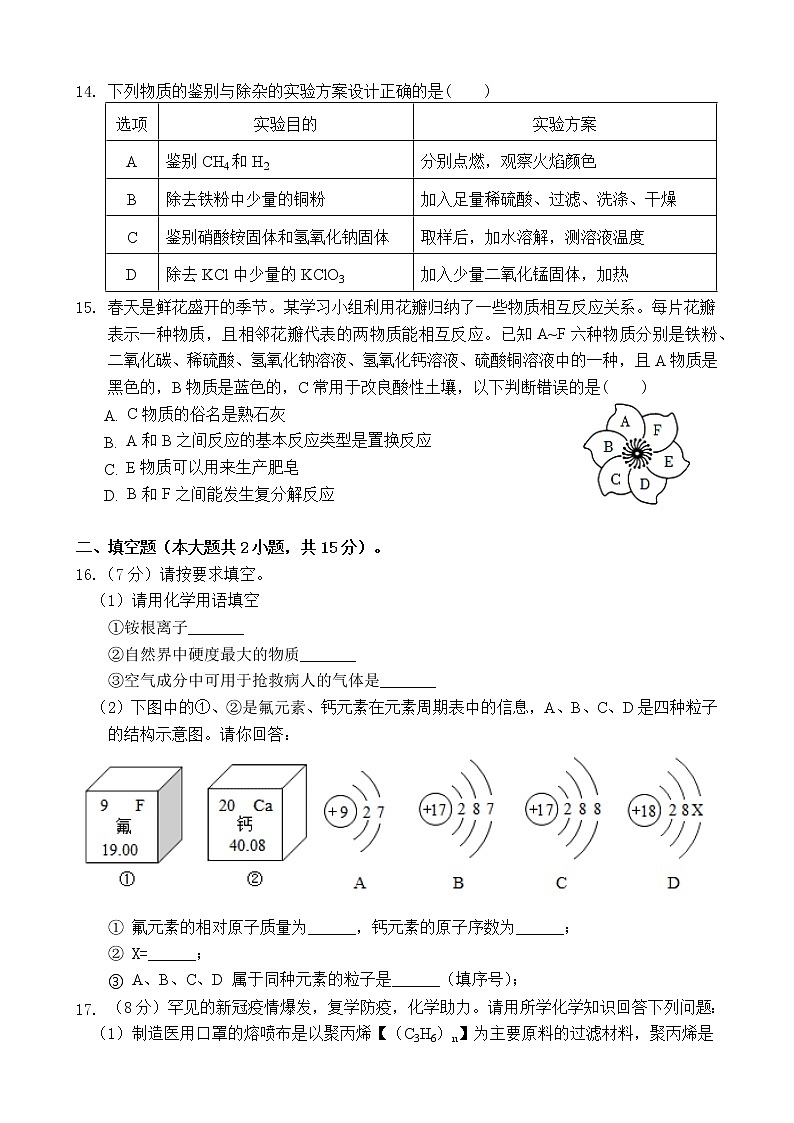2022年广东省东莞市六校第二学期九年级第一次联考（一模）化学卷第3页