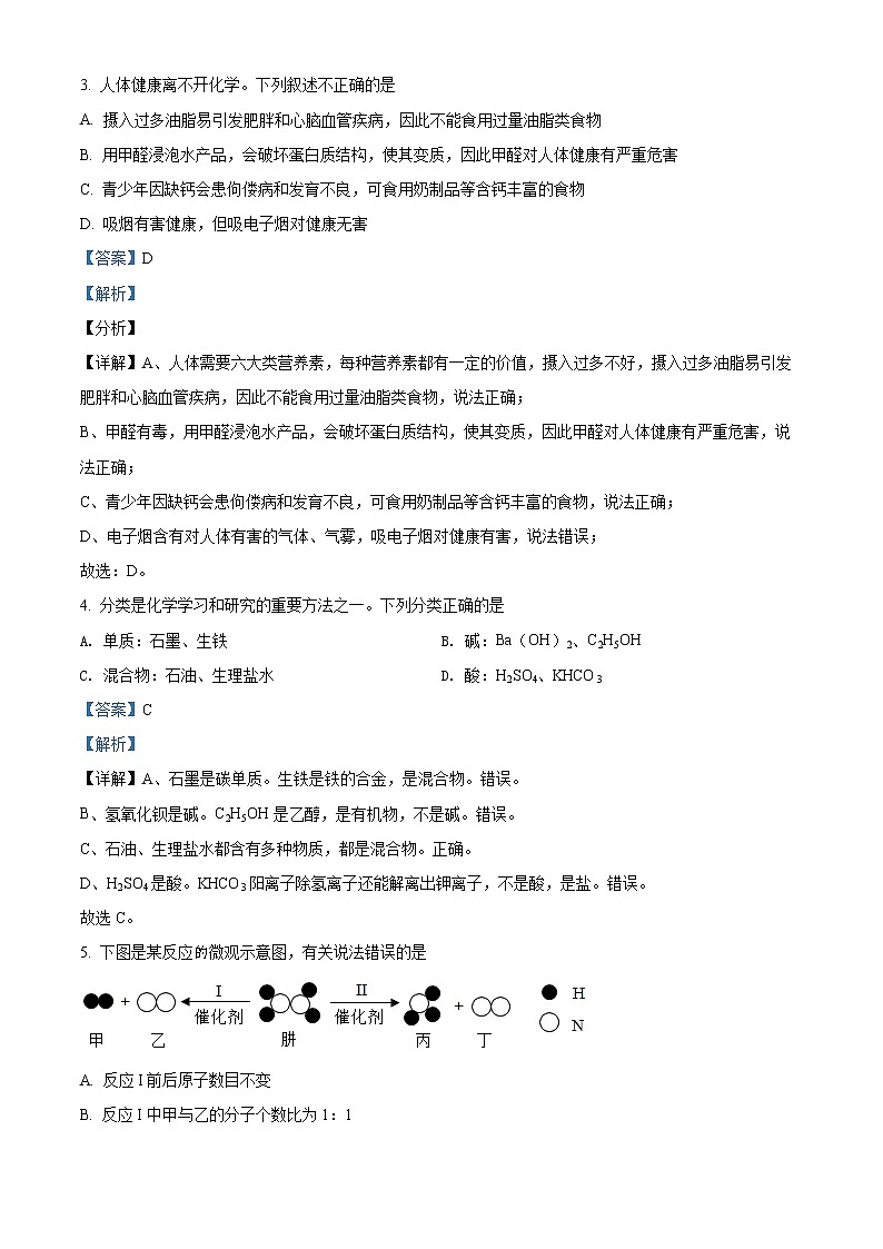 2022年四川省广元市剑阁县九年级一模化学（答案）第2页