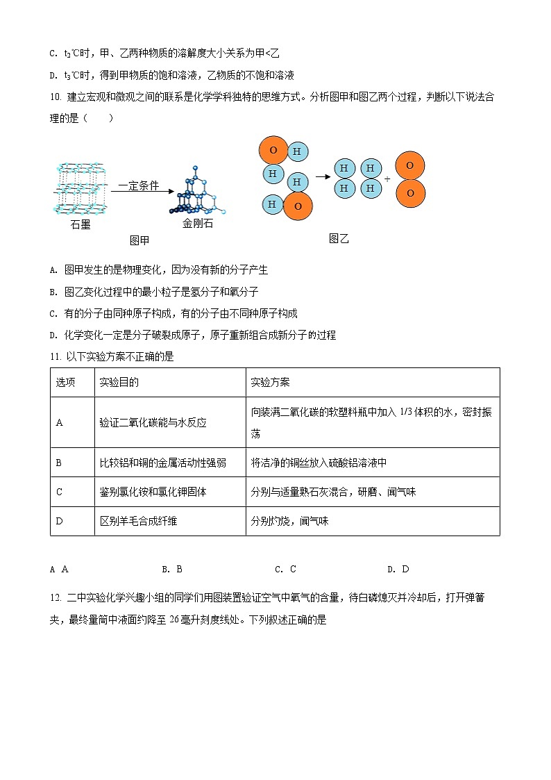 2022年安徽省马鞍山二中实验学校中考一模化学（试卷）第3页