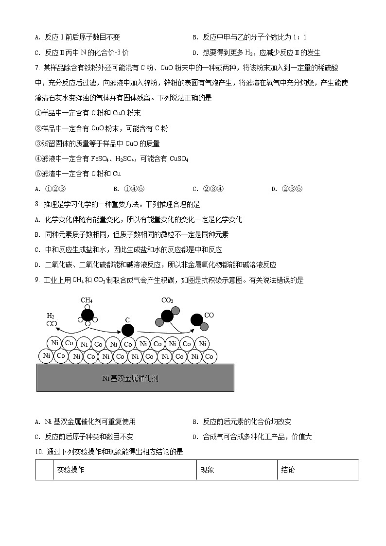 2022年安徽省芜湖市第二十九中学中考一模化学（试卷）第3页