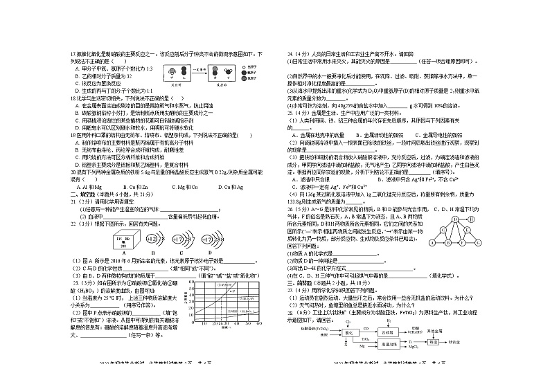 2022年湖南省株洲市攸县初中学业考试模拟化学卷及答案02