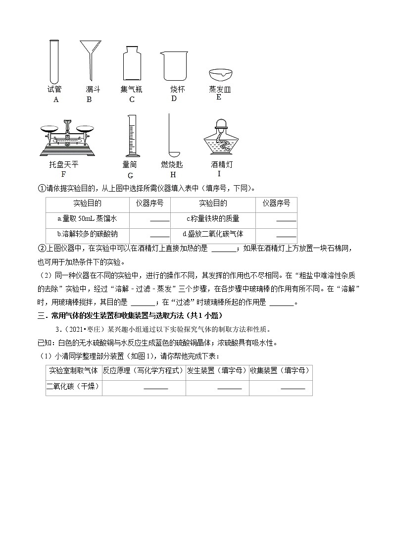 山东省16市2021年中考化学真题知识分类汇编02