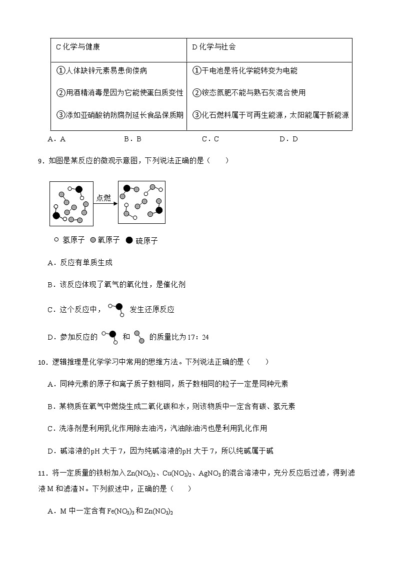 广西贵港市港南区2022年中考二模化学试题及答案03