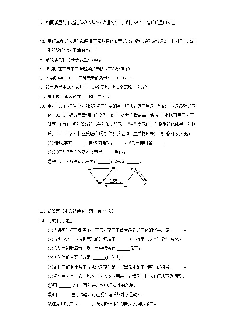 2022年辽宁省阜新市海州区中考化学模拟试卷(word版无答案)03