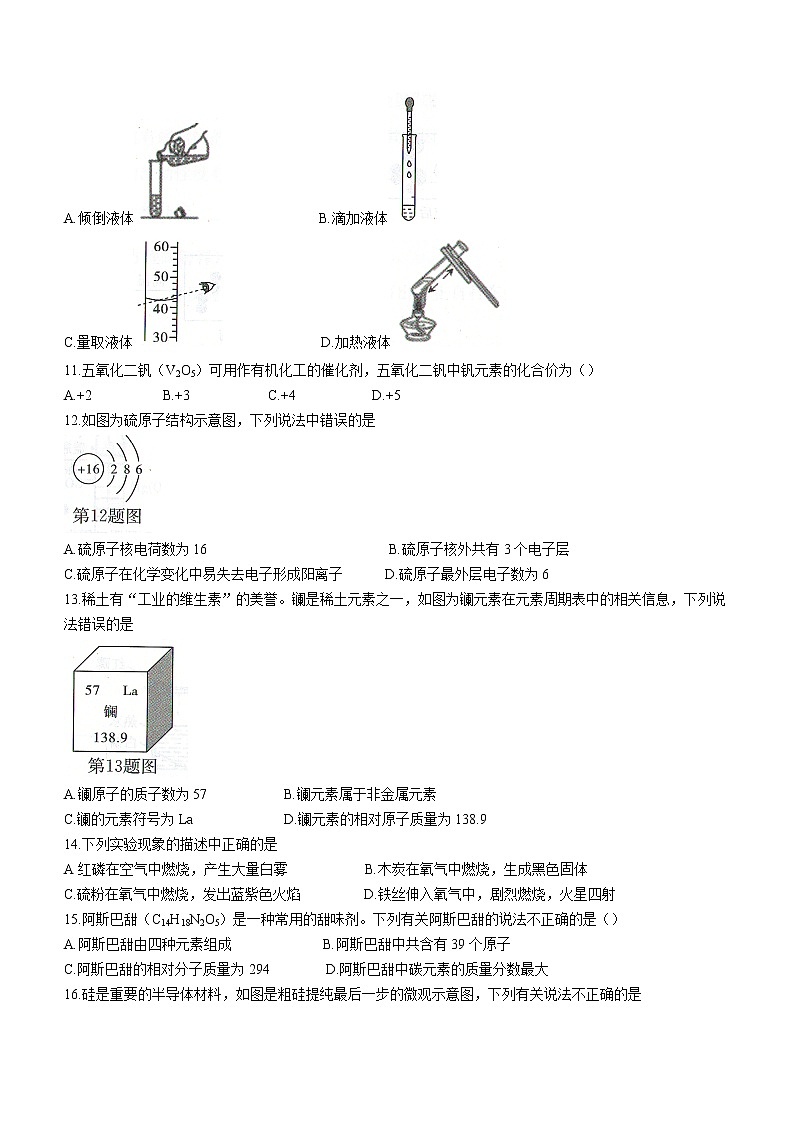 2022年云南省昆明市第八中学初中学业水平模拟化学试题（四）(word版含答案)02