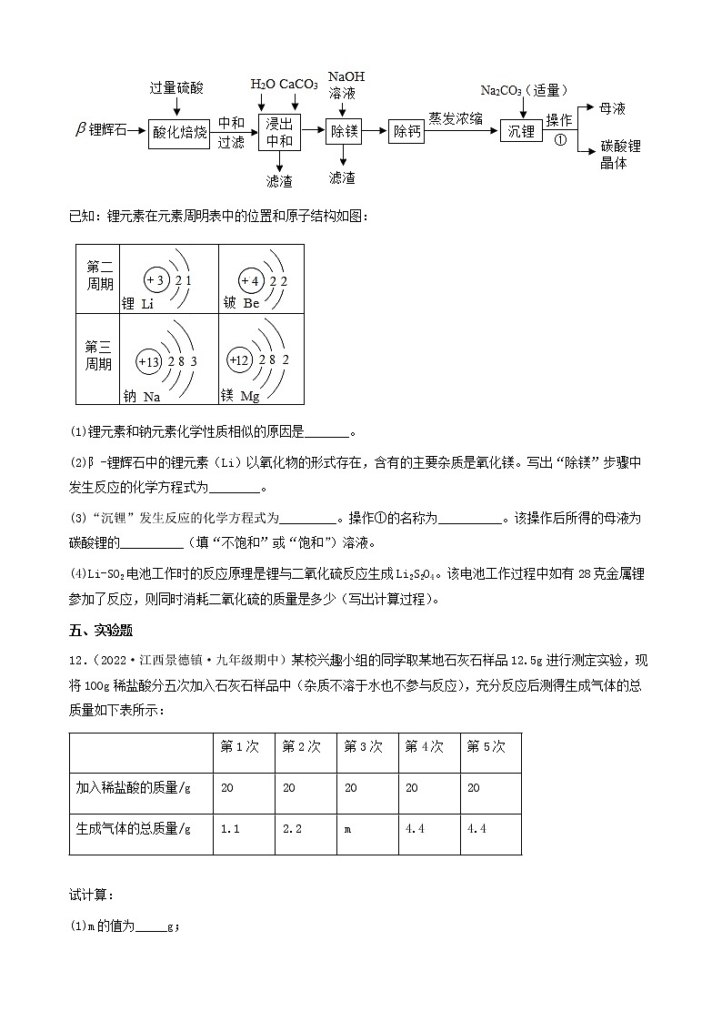 2022年中考化学冲刺复习-计算题之纯净物的化学方程式有关计算（中档题）①第3页