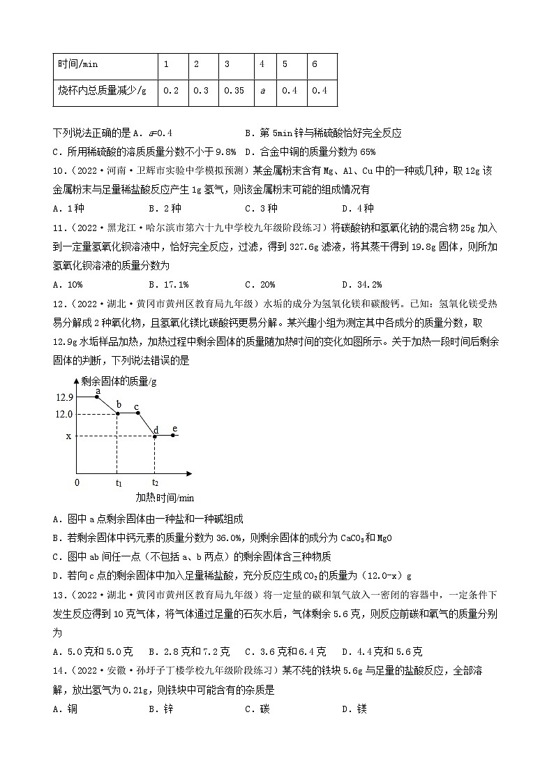 2022年中考化学冲刺复习-计算题之混合物的化学方程式有关计算（困难题）①第2页