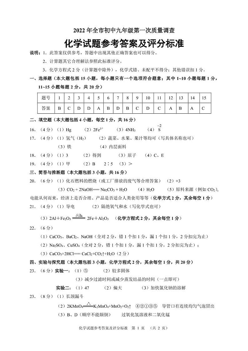 2022骞磋窘瀹佺渷闉嶅北甯備節骞寸骇涓嬪鏈熻川閲忔娴嬪寲瀛﹀嵎锛堢瓟妗堬級第1页