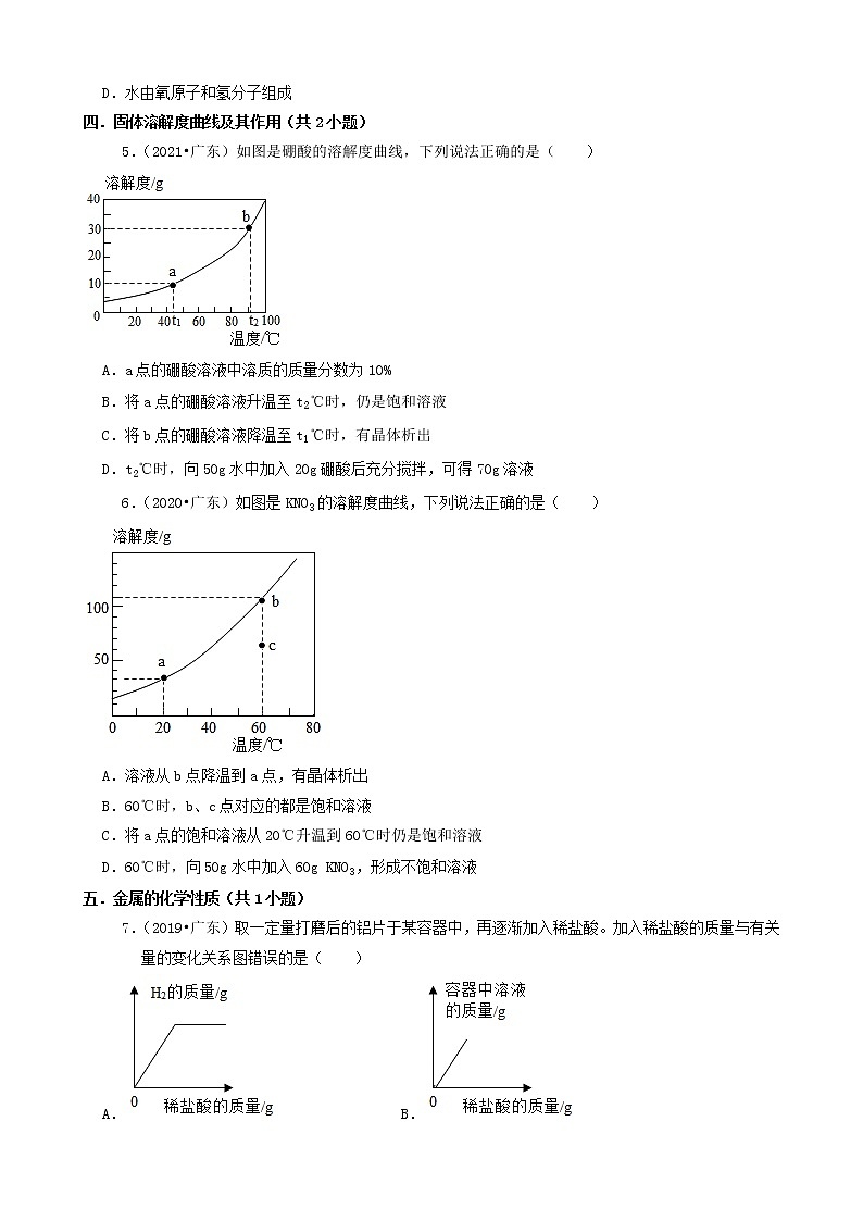 选择题① 广东省卷三年（2019-2021）中考化学真题知识分类汇编(含答案)第2页
