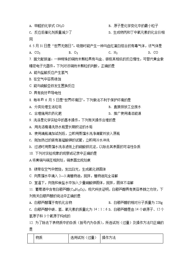 2022年辽宁省鞍山市中考二模化学试题（含答案）第2页