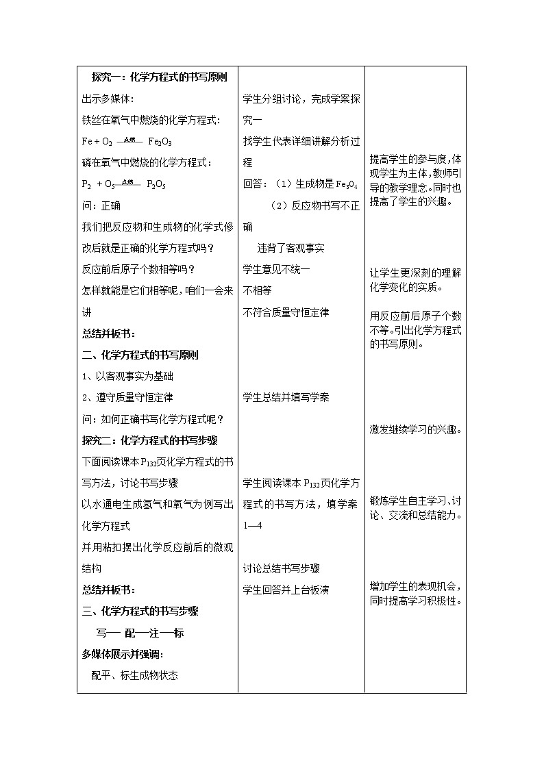 仁爱湘教版九年级化学 5.3化学方程式  教案第2页