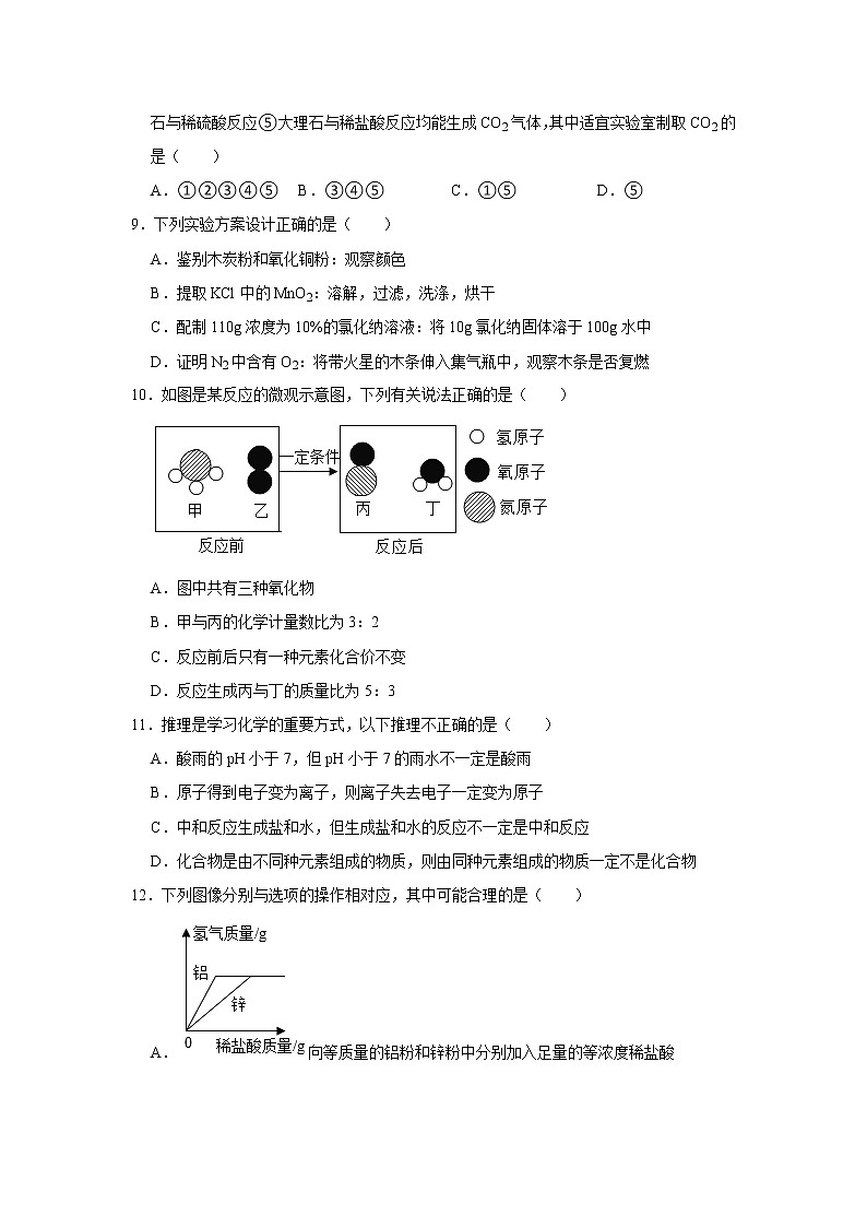 2022年河南省中考化学冲刺卷（五）(word版含答案)02
