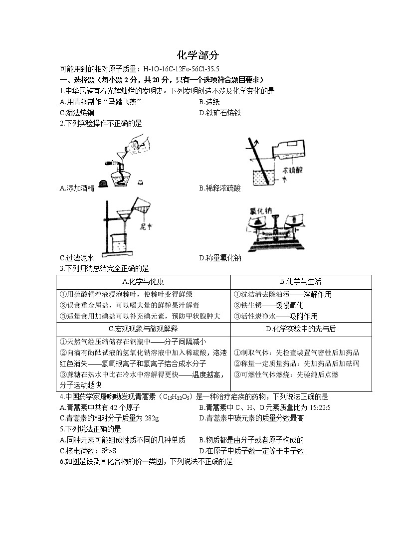 2022年江苏省宿迁市宿城区中考二模化学试题（含答案）第1页