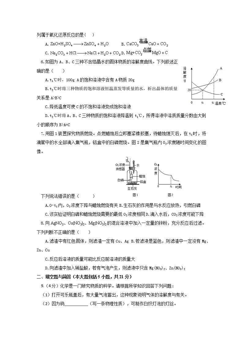 2022年山东省枣庄中考适应化学试卷（无答案）第2页