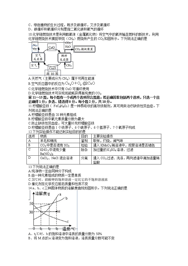 2022年江苏省泰州市靖江市九年级6月限时训练（中考三模）化学试题（无答案）第2页