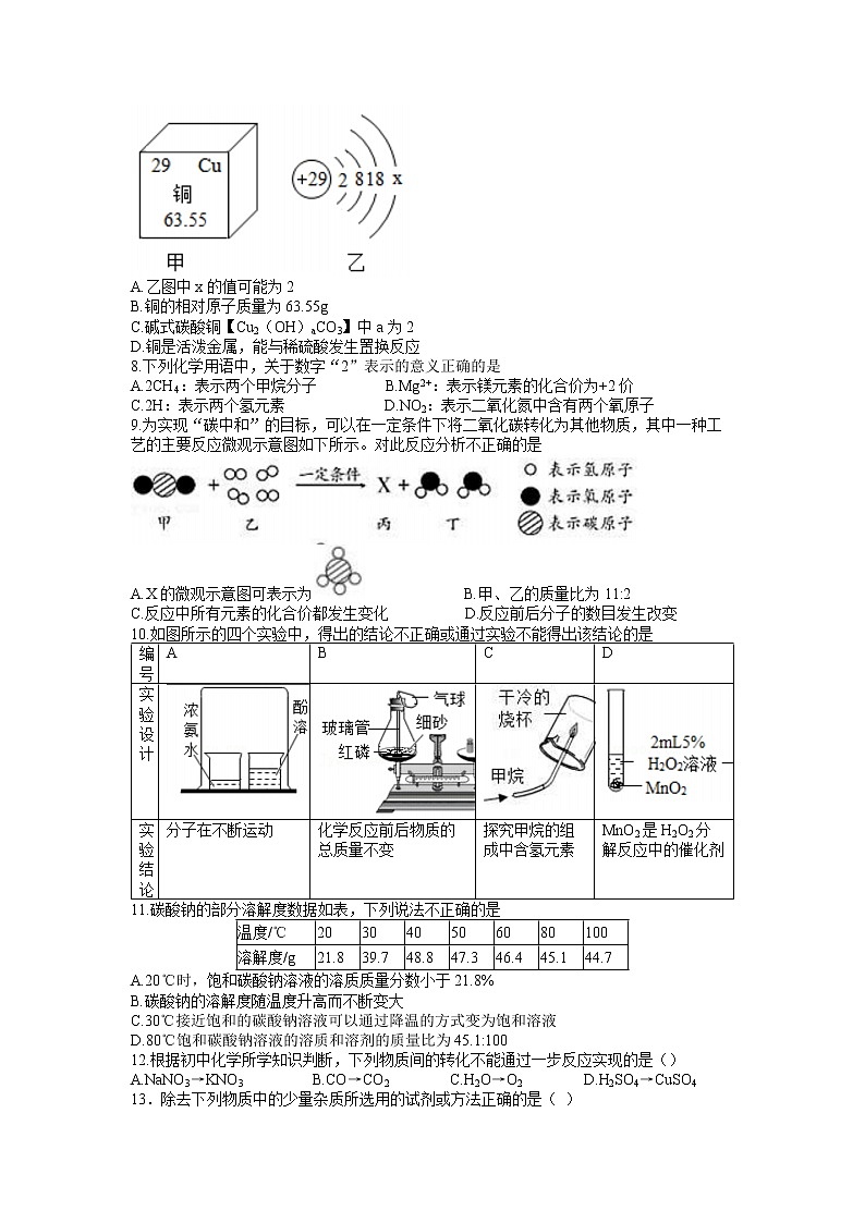 2022年四川省成都市成都七中育才学校中考三模化学试题02
