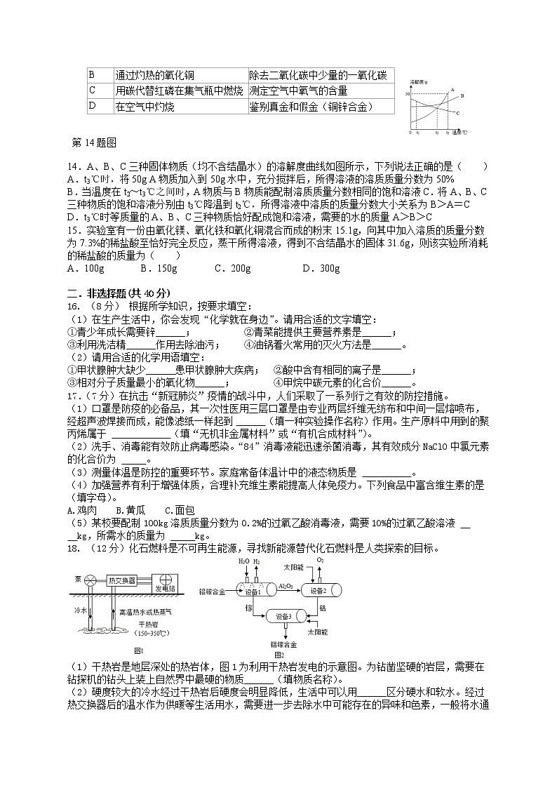 2022年江苏省盐城市中考化学考前最后一卷（猜题卷）第3页