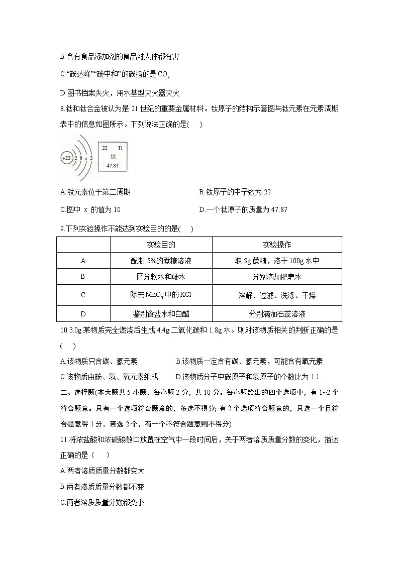 2022届中考化学冲刺猜题卷 天津专版第2页