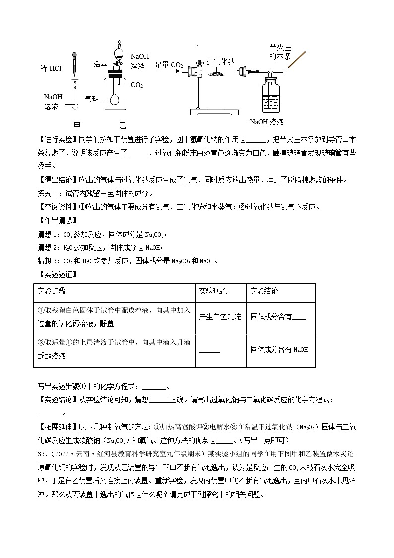 2022年中考化学冲刺必刷100题-科学探究题之实验的猜想与假设④第2页