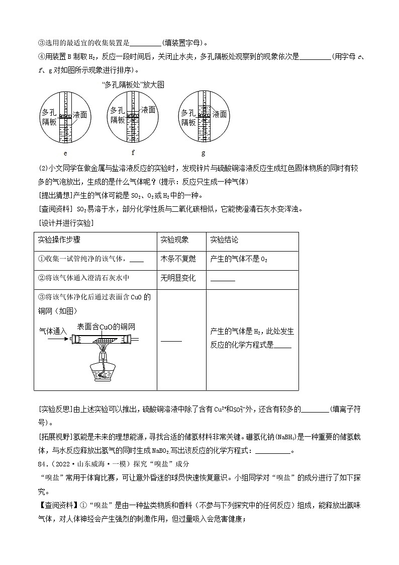 2022年中考化学冲刺必刷100题-科学探究题之实验的猜想与假设⑤第3页