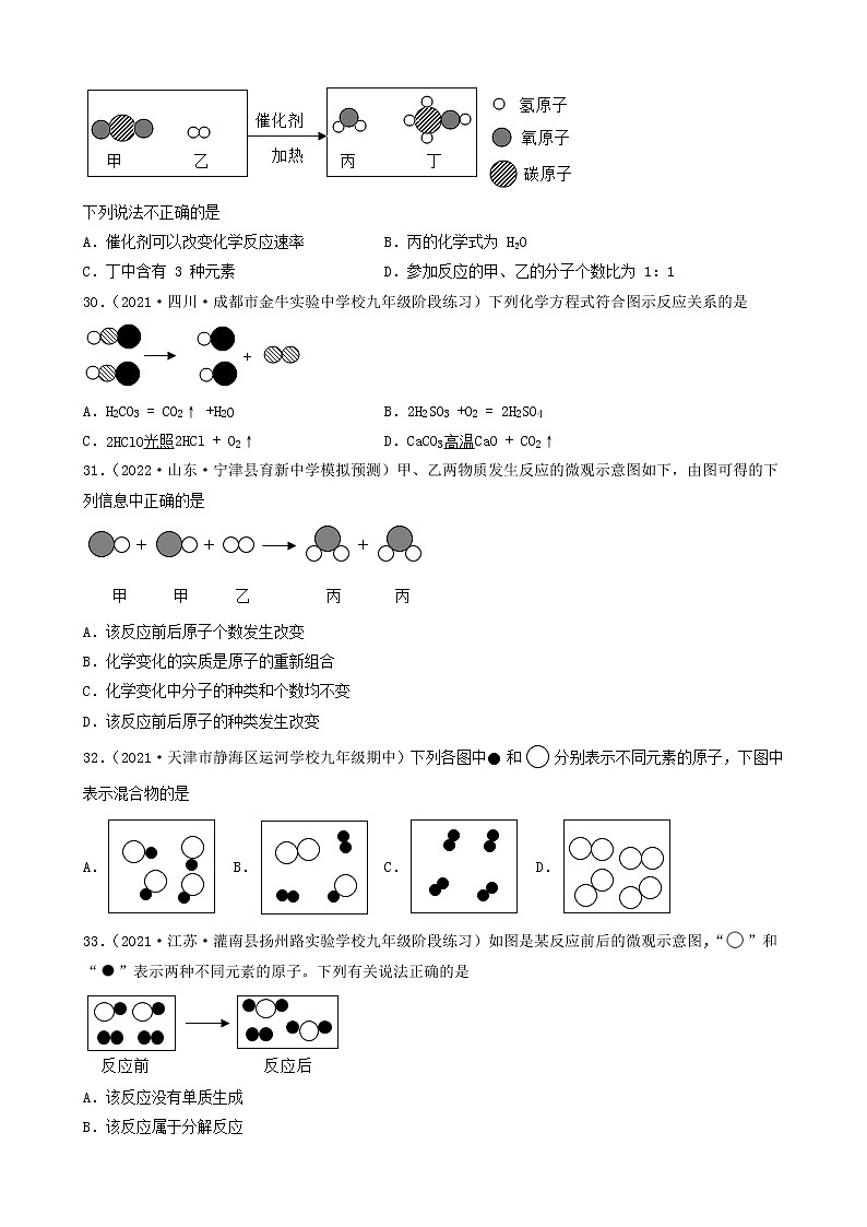 2022年中考化学冲刺复习-微观示意图分析（基础题）②第2页