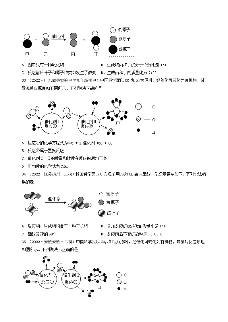 2022年中考化学冲刺复习-微观示意图分析（中档题）②第3页