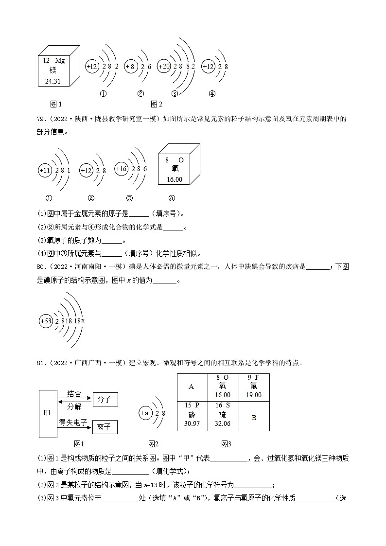 2022年中考化学冲刺复习-离子、原子结构示意图（基础题）④第2页