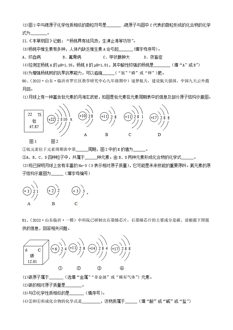 2022年中考化学冲刺复习-离子、原子结构示意图（中档题）④第3页