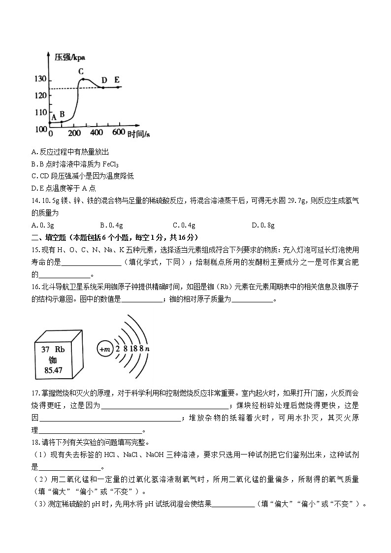 2022年河南省信阳市罗山县中考三模化学试题(word版无答案)03