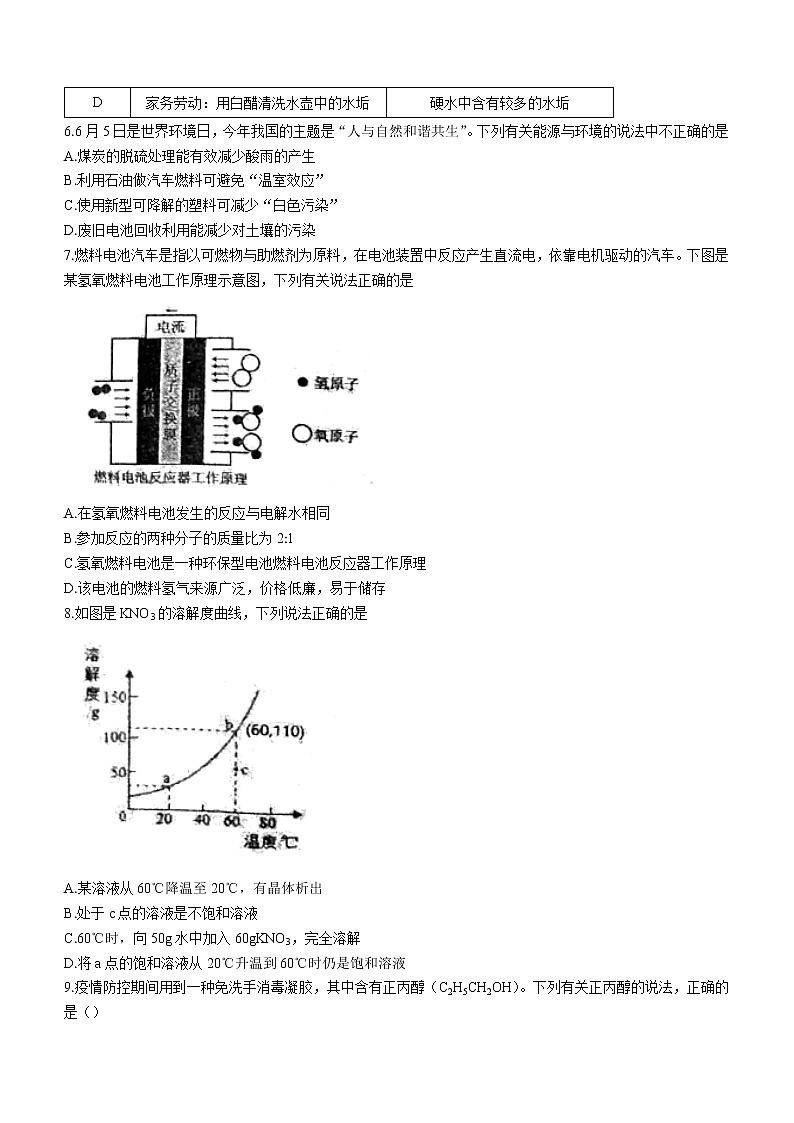 2022年广东省广州市海珠区执信中学琶洲实验学校中考三模化学试题(word版无答案)02