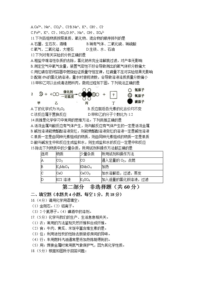 2022年辽宁省铁岭市九年级下学期中考模拟化学试题（含答案）第2页