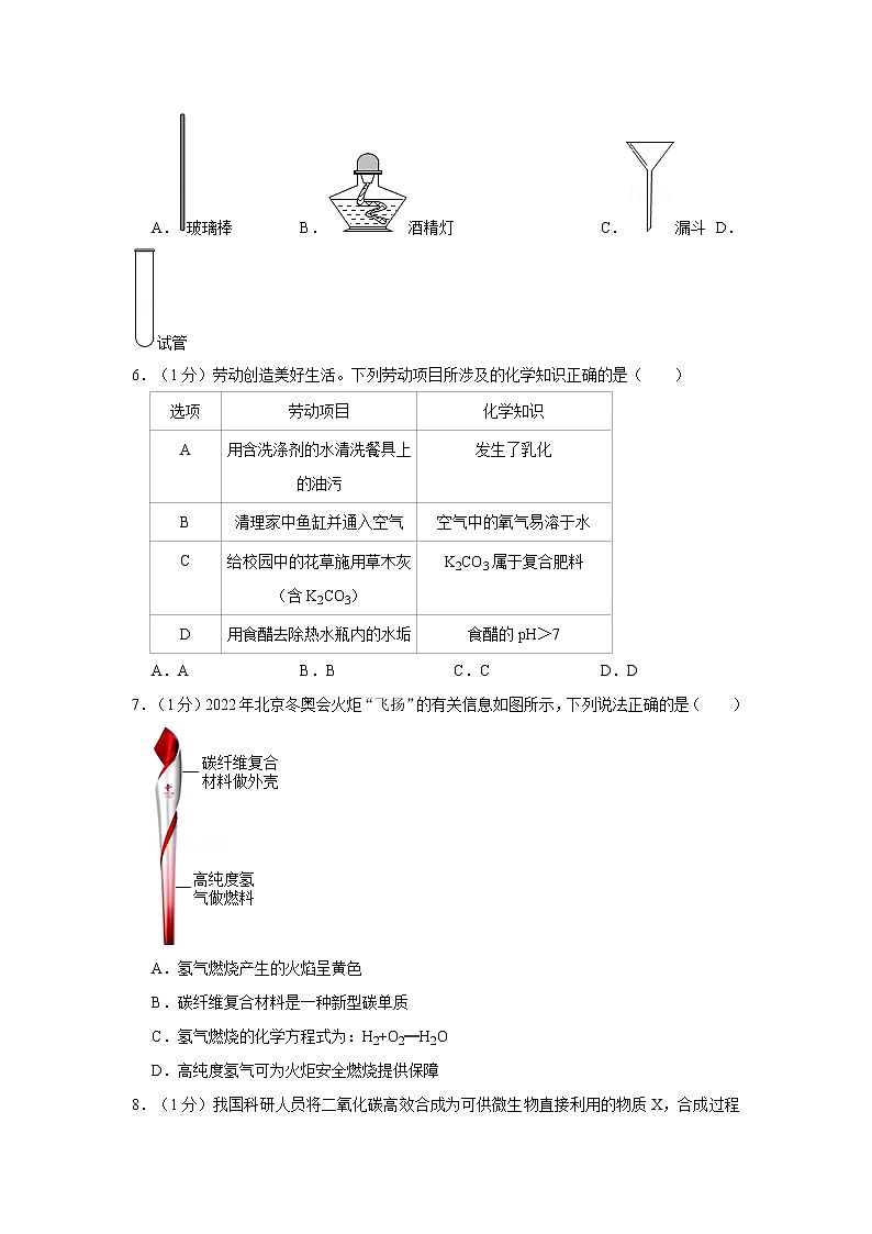 2022年安徽省初中毕业(学业)考试中考真题化学试卷（含详解）第2页