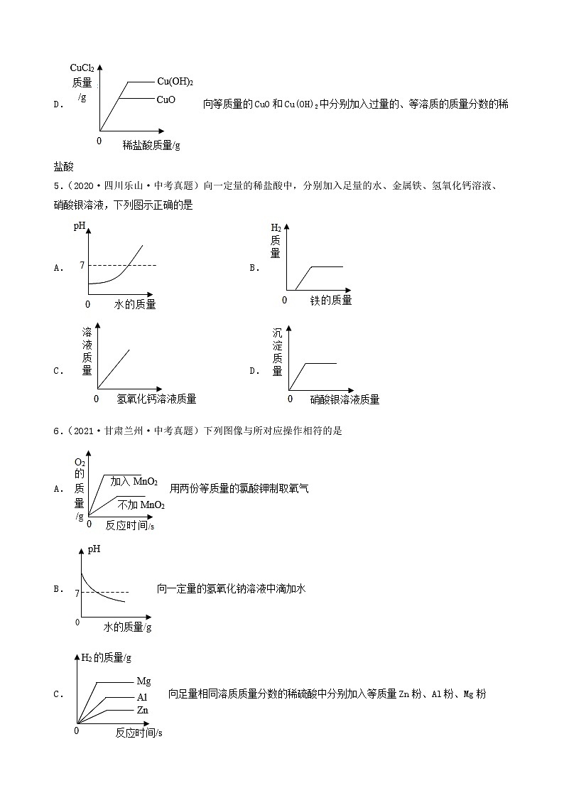 01坐标图像题-2022年中考化学考前真题提分重点专项冲刺练习第3页