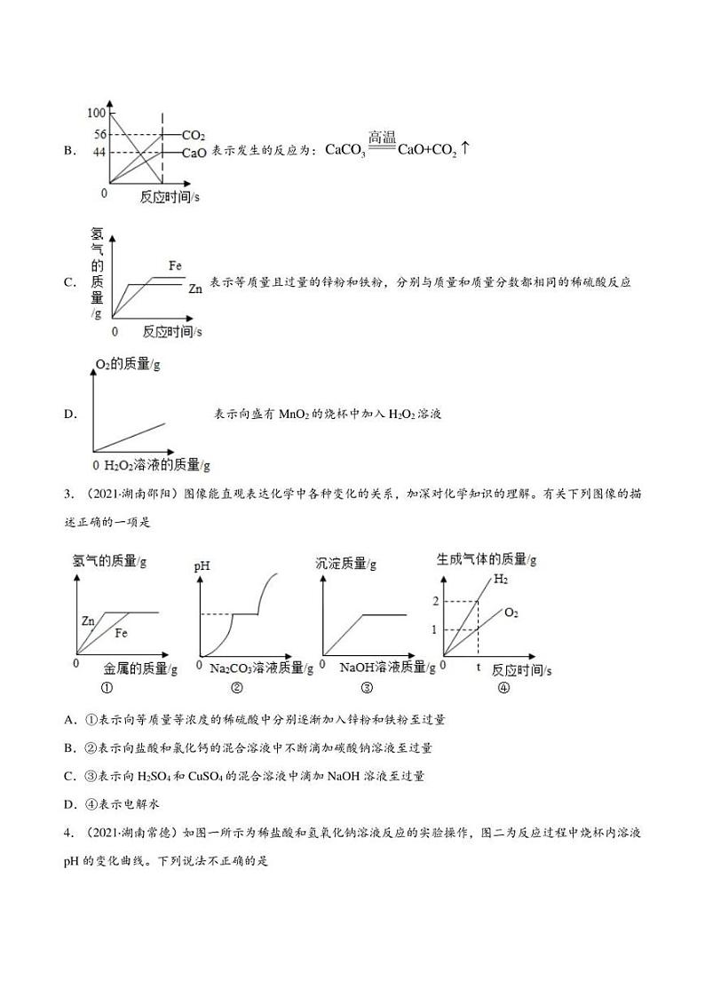 2022年中考化学压轴题专练7：坐标题、图像题（学生版+解析版）第2页