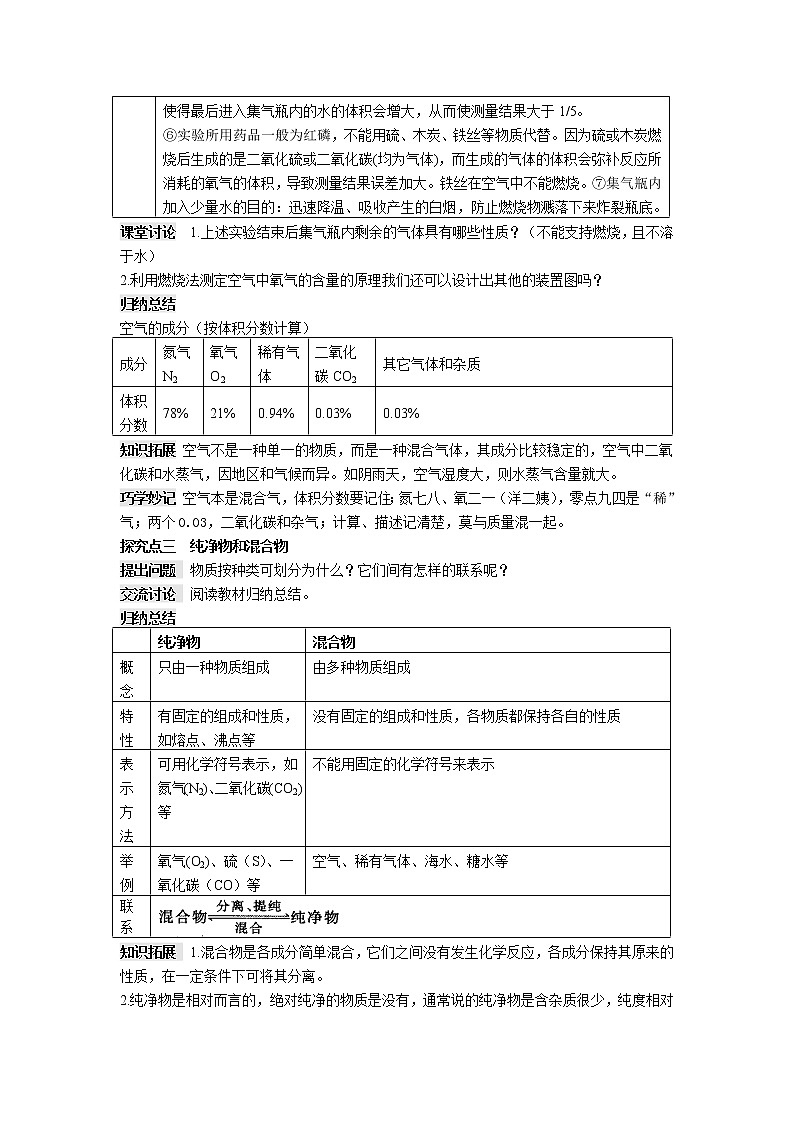 2022人教版化学九年级上册第二单元《我们周围的空气》教案第3页