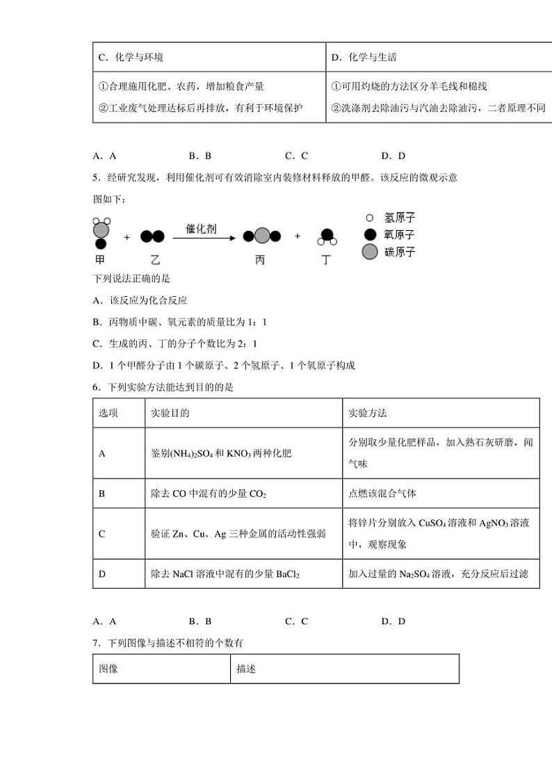 【中考真题】2022年四川省遂宁市中考化学试卷（附答案）02