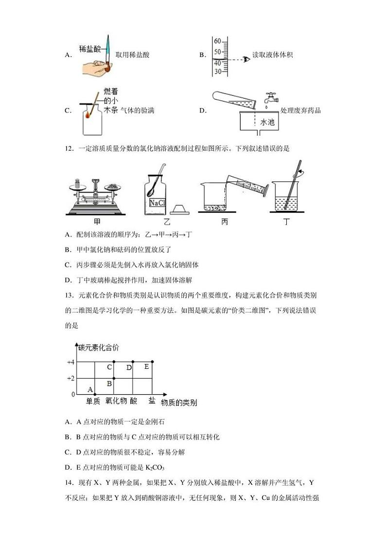 【中考真题】2022年四川省自贡市中考化学试卷（附答案）03